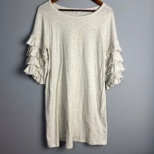 Umgee Ruffle Sleeve T-Shirt Dress Effortless‎ Minimalist Pockets Casual Comfy M